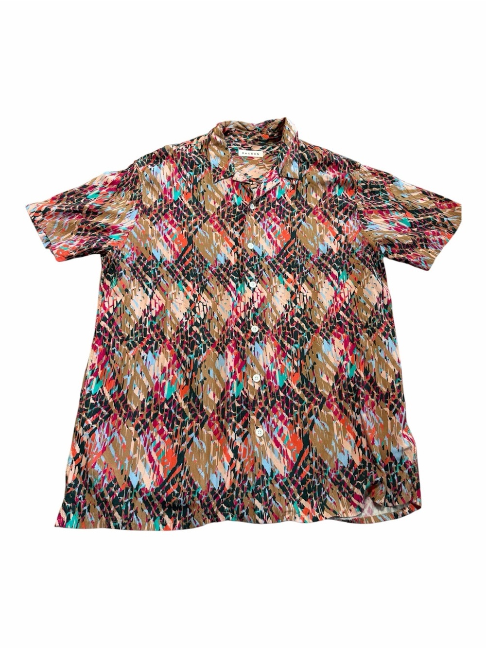 PacSun Mens Camp Club Short Sleeve Button Shirt Size Large Summer Flowy Retro 90